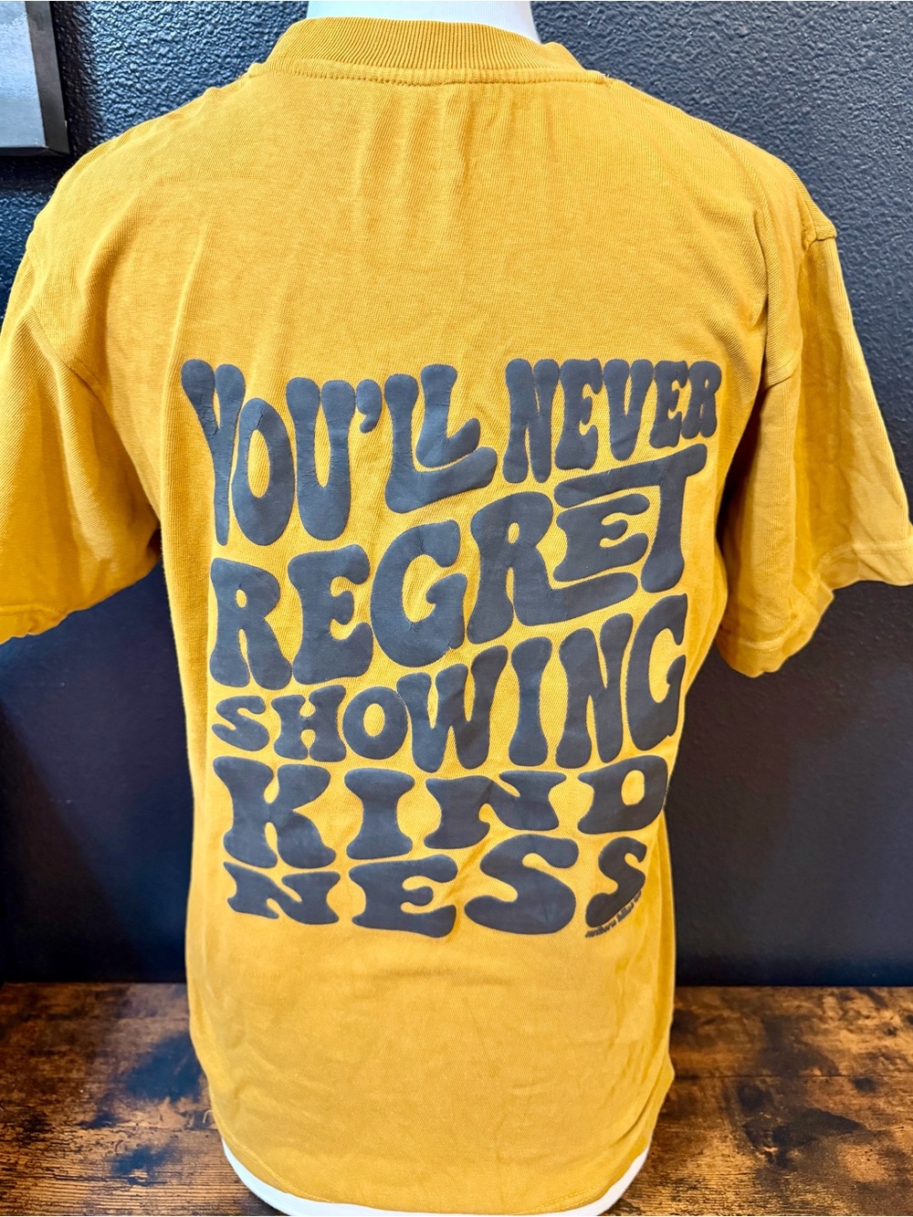 Mustard Yellow Graphic Short Sleeve Tee - Positive Message
